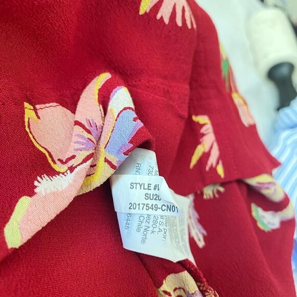 Madewell Novel Bird of Paradise Short Sleeved Dress Drape V-Neck Mini Round Hem - Picture 8 of 13